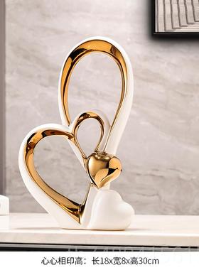 正品轻心心相印摆意结婚礼物奢高档创家居客厅酒件柜电视柜装饰品