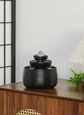 财源滚滚陶瓷流水景喷泉风水轮球生招财客厅玄关家居开业送礼摆件