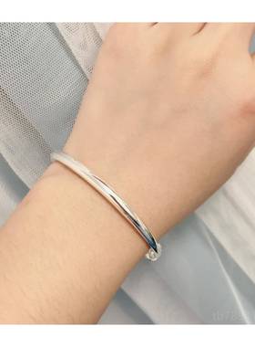 高档足银999光圈银手拉镯女纯银实心推子手环简9约清新气镯质礼物