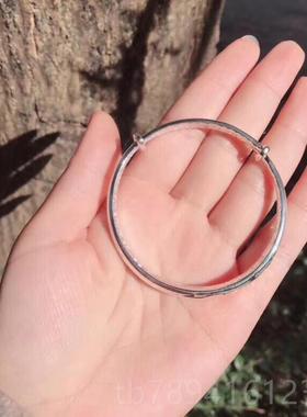 高档足银9999银饰龙凤银戏珠身车花古推拉手镯女复国风气质圆礼物