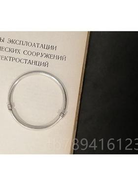 高档叶夏花纯银手秋镯女999足银实心推拉简约铛细铃镯子定刻制字