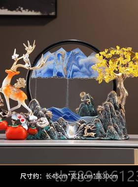 高档柿柿如沙意招财鹿流玄画摆件家客厅关装饰品办公室乔迁开居业