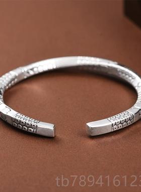 高档罗泰老比银匠9银9纯莫乌斯环手镯男女士款复古新中式银镯子礼