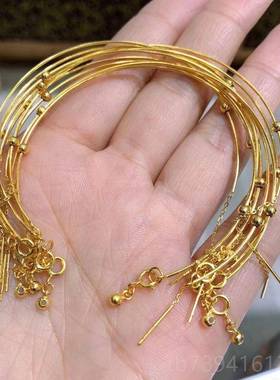 高档s92配5纯银古法银万能手镯可珠的针式手链手环子diy饰品穿件