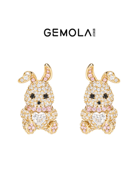 GEMOLA/格莫拉叛逆千金风金色甜蜜兔兔项链耳夹戒指手链