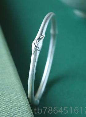 正品熙素原心创竹节女手镯999纯银手镯简约年轻款小众设银计实足