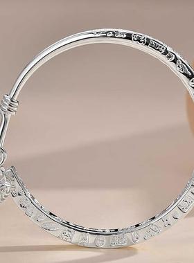 吉言银手镯纯银9999宫铃新中式