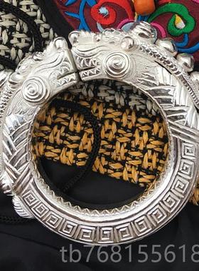 正品古风手镯年女活纯银中国风999纯银手镯中妈妈口时尚个性龙潮