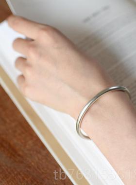 正品99足9银纯手工开口实心复手古文艺圆字镯刻定制