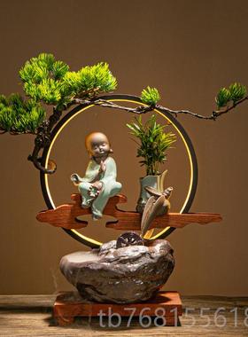 正品创意灯圈循环流水摆件加器喷泉招财公客室厅办桌面乔湿迁开业