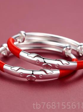 正品猪宝宝足银999银镯子婴儿礼童男女纯小孩满月银饰品周岁生肖