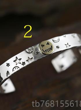 正品牛钝精工 a手mp脸镯amp japan笑925银 俏笑脸 涂鸦手镯个性男