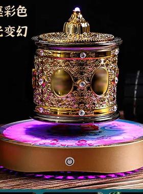 磁浮转经简轮太极球藏式家用电动玄关禅意吉祥发光旋转八卦吉祥