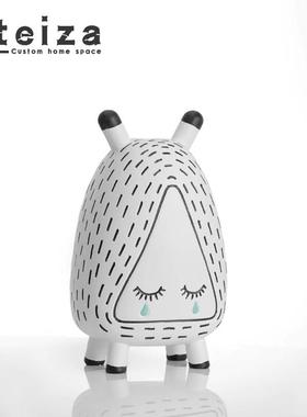 Oteiza简约现代创意卡通可爱大眼猫摆件样板间儿童房客厅树脂装饰