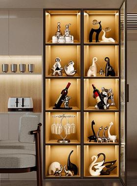 客厅玻璃展示柜酒柜装饰摆件高档轻奢现代乔迁新家居工艺饰品套装