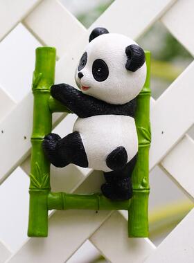 熊猫爬梯花盆挂件花园庭院装饰鱼缸挂件花架阳台造景装饰创意摆件