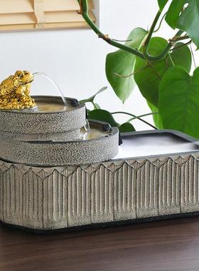 中式招财流水摆件金蟾喷泉循环水景观客厅办公室桌面装饰乔迁礼品