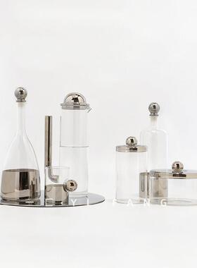 一匚极简轻奢银灰水壶水杯套装样板房餐厅客厅酒店水具收纳罐摆件