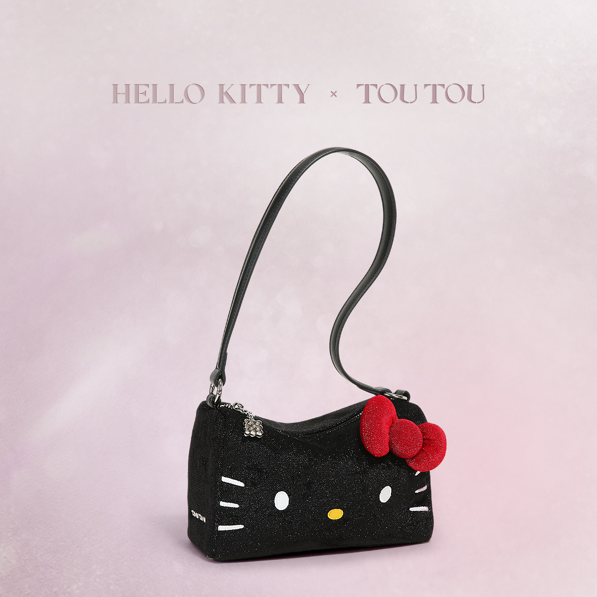 TOUTOUhellokitty三丽鸥正版联名哈喽kt闪闪黑皮凯蒂猫链条枕头包,淘宝优惠券,粉丝福利购,淘宝优惠卷