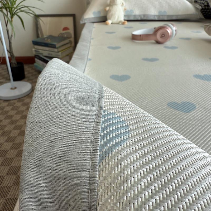 2025新款夏季可机洗冰丝凉席三件套冰藤席冰丝席空调软席子1.5m床 - 图0