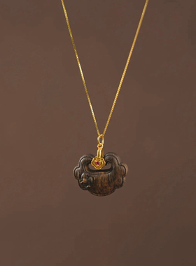 天然沉香弥勒佛招财吊坠无事牌毛衣链简约款长短可调节新中式项链