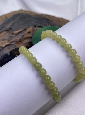 天然和田玉黄口细款圆珠手串