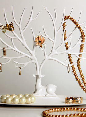 创意北欧鹿角首饰展示架桌面摆件戒指项链饰品耳环收纳架子装饰品