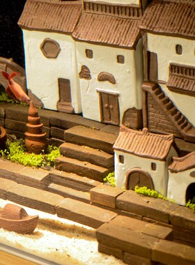 小鱼缸内装饰造景摆件江南水乡陶瓷古建筑中式房屋中国风房子模型