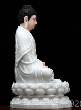 高档释迦尼佛像汉白玉摆件居家供奉药牟佛师三佛宝如来佛阿弥陀佛