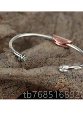 高档牛钝NW日本银匠人手镯19世纪浪者币摩根币石手镯流 925纯银松