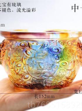 高档水琉宝盆客厅招财装饰品晶工聚艺璃品店铺开业前台礼品风水摆