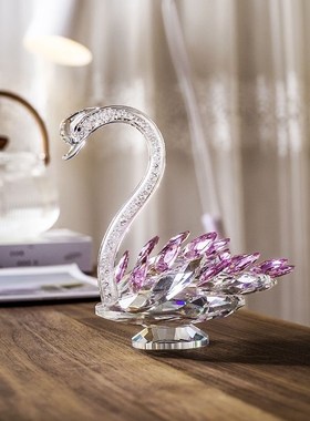 天鹅水晶客厅玄关轻奢玻璃摆件电视柜酒柜装饰品家居结婚礼物摆件