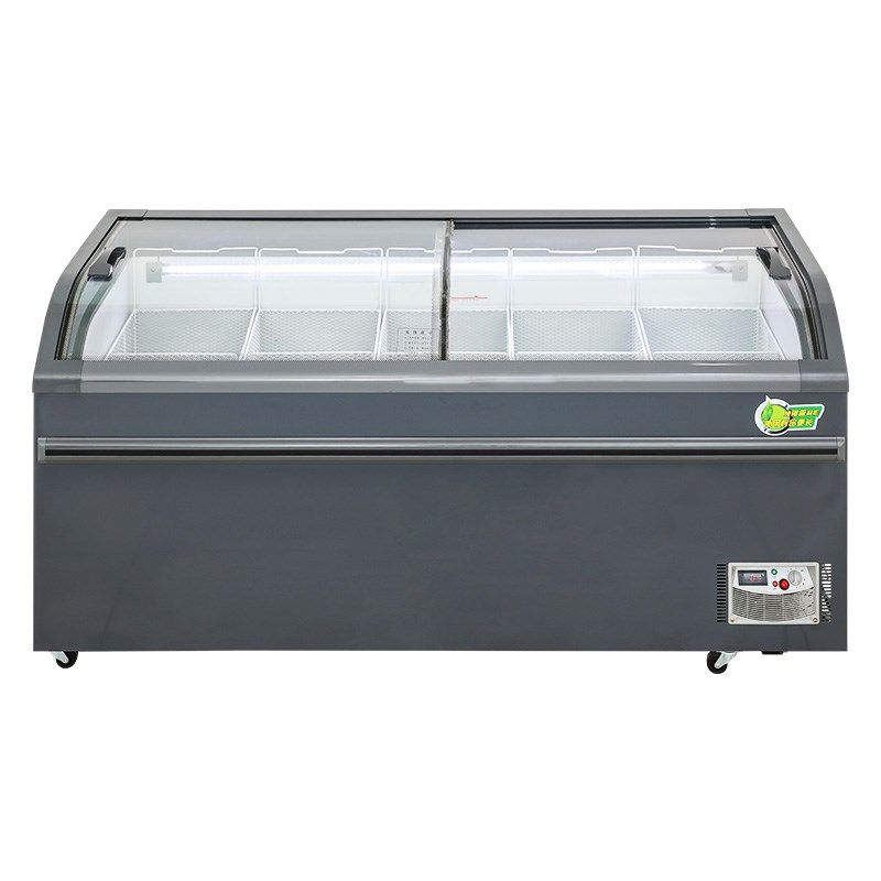 弧面冷冻冷藏展示柜保鲜柜商用冰柜双门超市透明玻璃推拉门卧式,淘宝优惠券,粉丝福利购,淘宝优惠卷