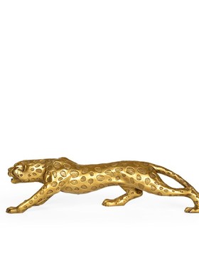 纯铜豹子铜金钱豹摆件创意家居装饰品豹子客厅酒柜电视柜汽车摆设