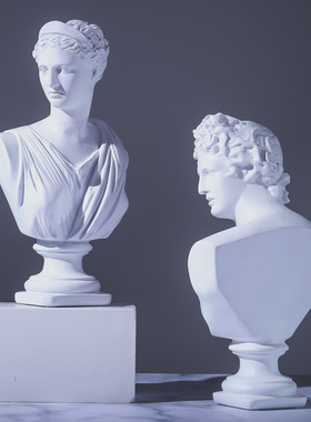 北欧简约石膏人物雕塑模型大卫头像软装样板间装饰艺术品轻奢摆件