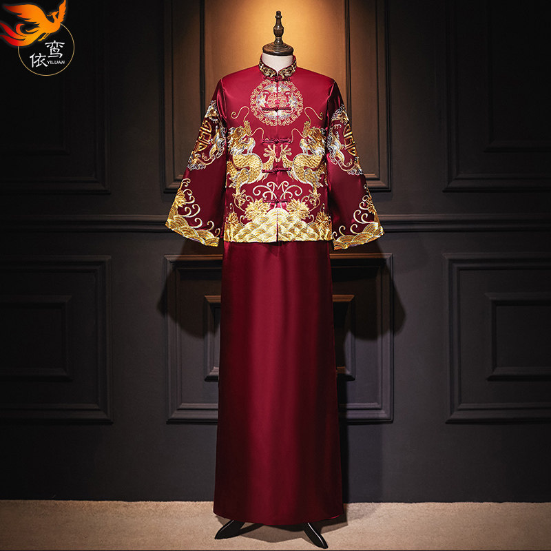 秀禾服男士2021新款中式婚礼新郎接亲敬酒礼服大码唐装龙凤褂夏季,淘宝优惠券,粉丝福利购,淘宝优惠卷