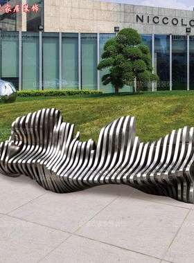 不锈钢创意切片造型休闲坐椅户外商场酒店售楼处艺术摆件装饰陈美