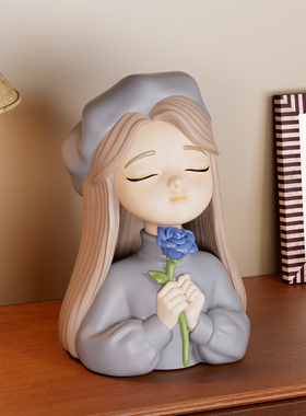 奶油风捧花女孩存钱罐摆件礼物