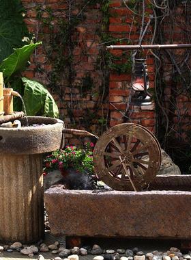 庭院微景观假山流水鱼池阳台水系造景喷泉户外花园装饰水池摆件