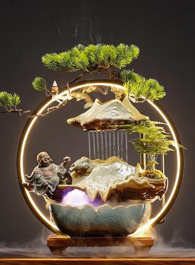 假山流水摆件循环水客厅招财生财创意家居装饰办公室桌面开业礼品