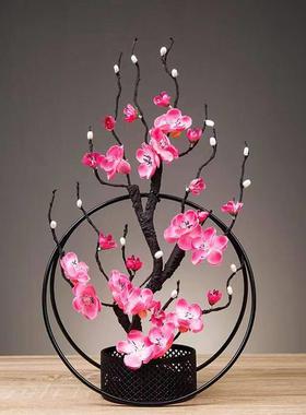 中式房间客厅桌面装饰品电视柜酒柜玄关摆设创意仿真梅花铁艺摆件