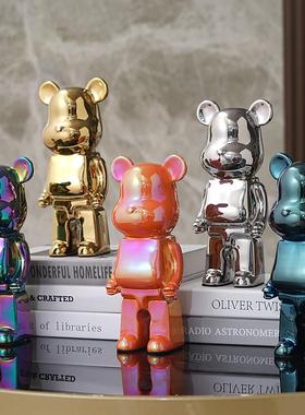 轻奢陶瓷暴力熊摆件家居饰品玻璃柜客厅电视柜酒柜玄关装饰品摆件