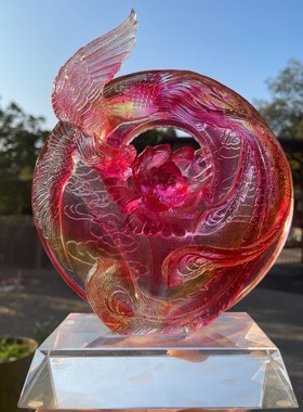 琉璃凤凰鸣富贵摆件结婚礼物龙凤婚庆乔迁新居家居酒柜装饰工艺品