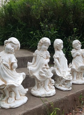 欧式玻璃钢人物雕塑艺术品客厅户外落地摆设可定制作乡村小女孩景