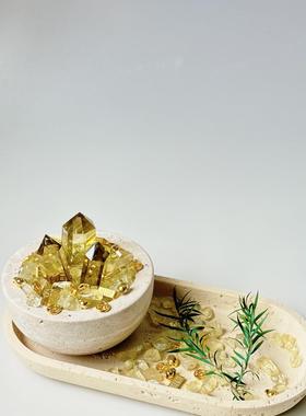 水晶聚宝盆天然水晶引财柱饰及入口大厅黄水晶钙华碗饰家居陈设礼