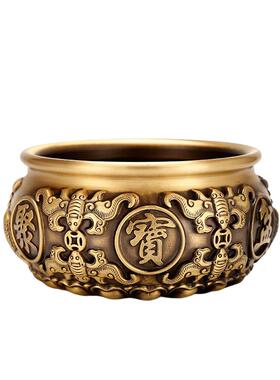TouchMiss纯铜聚宝盆招财摆件聚财黄铜米缸家用客厅玄关装饰礼品