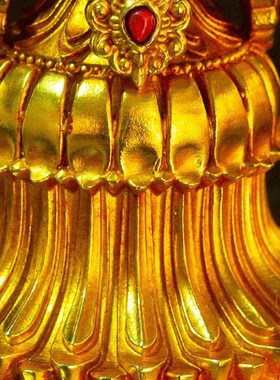 纯铜八瑞物组合 尼泊尔鎏金工艺家用供奉摆件七寸十寸吉祥八瑞物