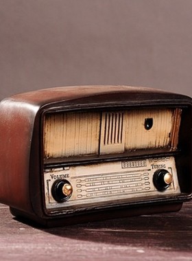 美式摆设家居装饰品复古做旧工艺老式电视收音机咖啡店奶茶店摆件