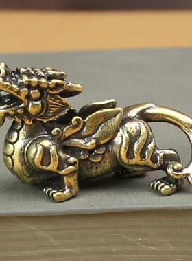 纯黄铜貔貅摆件公母一对复古只进不出网红动物办公室书桌国风茶宠