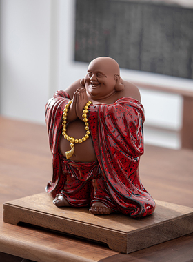 久造中式大肚弥勒佛 陶瓷招财笑佛摆件 家居客厅玄关办公室装饰品